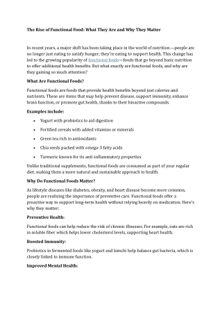 The Rise of Functional Food What They Are and Why They Matter