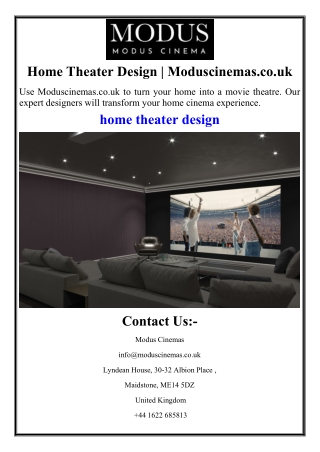 Home Theater Design | Moduscinemas.co.uk