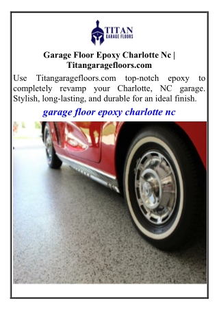 Garage Floor Epoxy Charlotte Nc Titangaragefloors.com