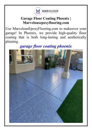 Garage Floor Coating Phoenix Marvelousepoxyflooring.com