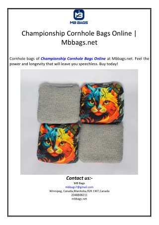 Championship Cornhole Bags Online | Mbbags.net