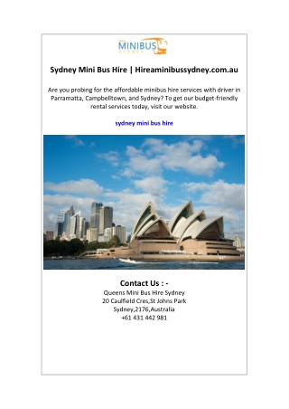 Sydney Mini Bus Hire Hireaminibussydney.com.au
