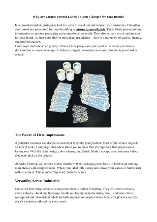 Why Are Custom Printed Labels a Game-Changer for Your Brand?