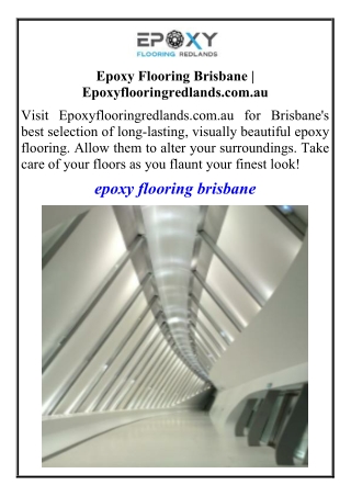 Epoxy Flooring Brisbane  Epoxyflooringredlands.com.au