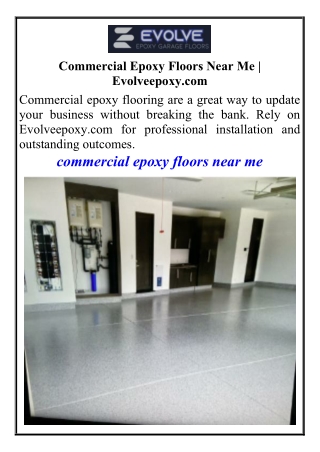 Commercial Epoxy Floors Near Me Evolveepoxy.com