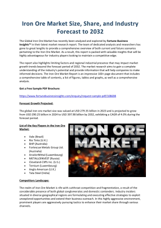 2032 Forecast: Iron Ore Market Share, Size, and Key Drivers