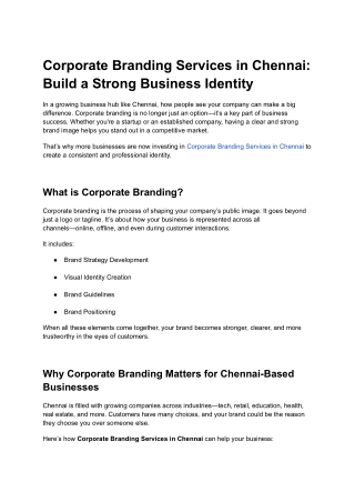 Corporate Branding Services in Chennai Build a Strong Business Identity