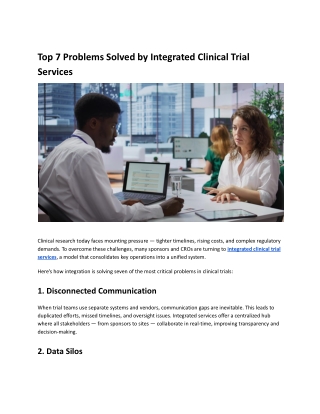 Top 7 Problems Solved by Integrated Clinical Trial Services