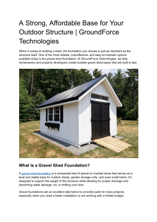 A Strong, Affordable Base for Your Outdoor Structure