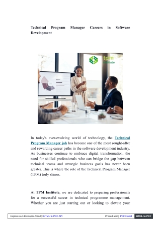 Technical Program Manager Job