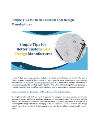Simple Tips for Better Custom CAD Design Manufacturer