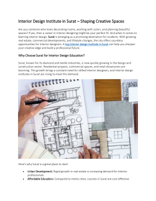 interior design institute in surat