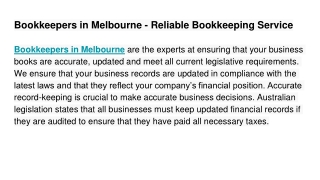 Bookkeepers in Melbourne
