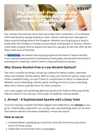 Top Alcohol-Free and Low Alcohol Drinks for the Dry January Challenge and Beyond