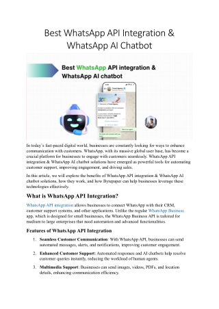 Unlock Seamless Communication with Bytepaper’s WhatsApp API Integration