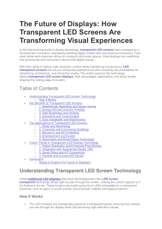 The future of LED Displays Transparent led screen