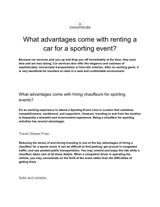 What advantages come with renting a car for a sporting event (2)