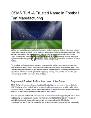 OSMS Turf – A Trusted Name in Football Turf Manufacturing