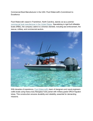 Commercial Boat Manufacturer in the USA