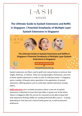 The Ultimate Guide to Eyelash Extensions and Refills in Singapore