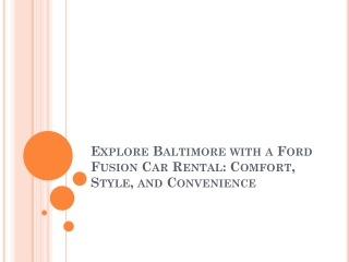 Reliable Car Rentals in Baltimore, Maryland