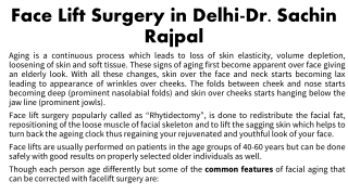 Face Lift Surgery in Delhi-Dr. Sachin Rajpal