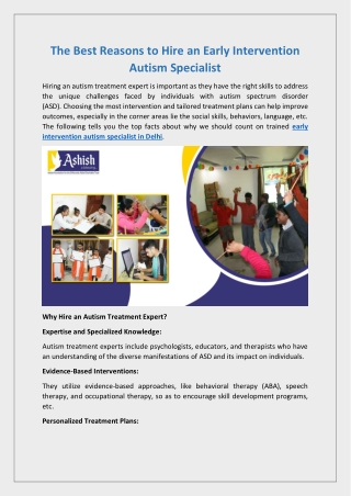 The Best Reasons to Hire an Early Intervention Autism Specialist