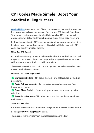 CPT Codes Made Simple Boost Your Medical Billing Success