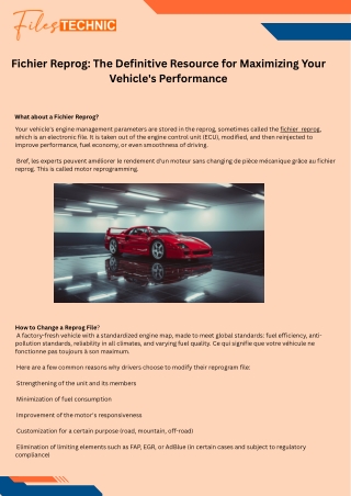 Fichier Reprog The Definitive Resource for Maximizing Your Vehicle's Performance