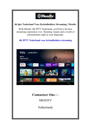 4k Iptv Nederland Voor Kristalheldere Streaming | Meedtv
