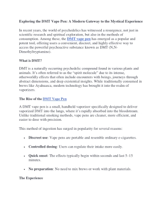 Exploring the DMT Vape Pen