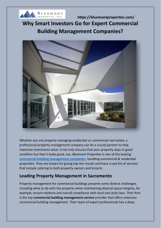 Why Smart Investors Go for Expert Commercial Building Management Companies