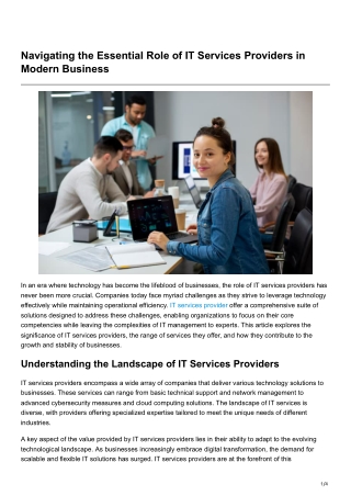 Navigating the Essential Role of IT Services Providers in Modern Business