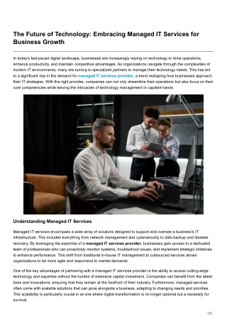 The Future of Technology Embracing Managed IT Services for Business Growth