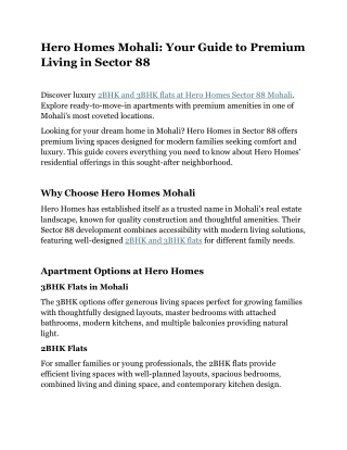 Hero Homes Sector 88 Mohali