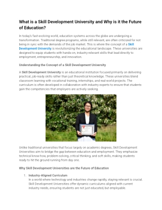 What is a Skill Development University and Why is it the Future of Education