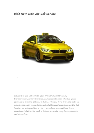 Ride Now With Zip Cab Service