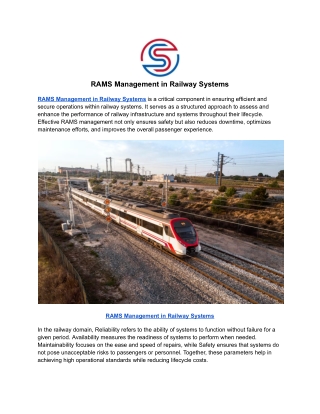 RAMS Management in Railway Systems