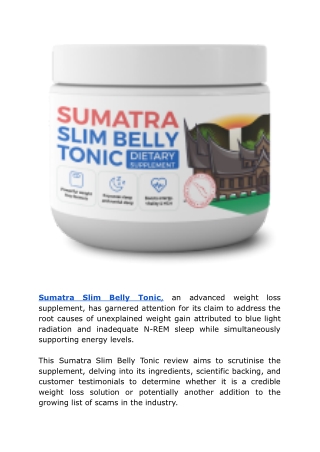 Sumatra Slim Belly Tonic-Support Healthy Weight Loss