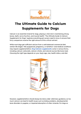 The Ultimate Guide to Calcium Supplements for Dogs