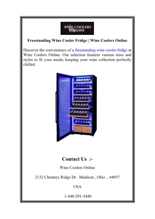 Freestanding Wine Cooler Fridge | Wine Coolers Online