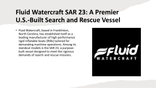Fluid Watercraft SAR 23: A Premier U.S.-Built Search and Rescue Vessel