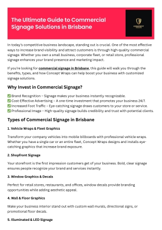 The Ultimate Guide to Commercial Signage Solutions in Brisbane