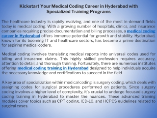 Kickstart Your Medical Coding Career in Hyderabad with Specialized Training Programs