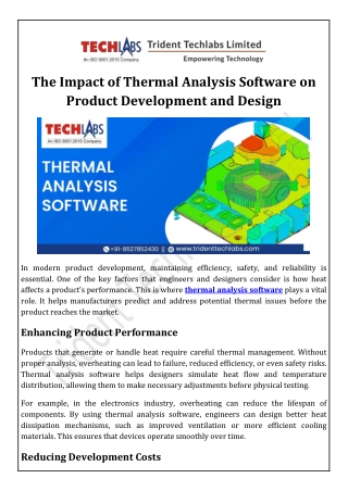 The Impact of Thermal Analysis Software on Product Development and Design