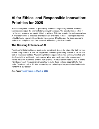 AI for Ethical and Responsible Innovation: Building a Trustworthy Future