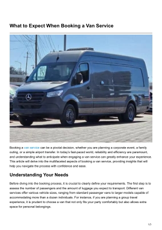 What to Expect When Booking a Van Service