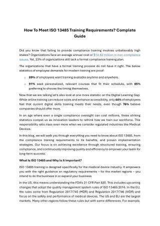 How To Meet ISO 13485 Training Requirements?