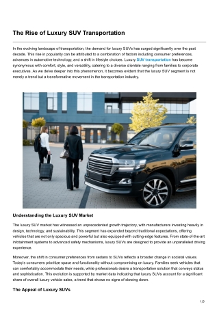 The Rise of Luxury SUV Transportation