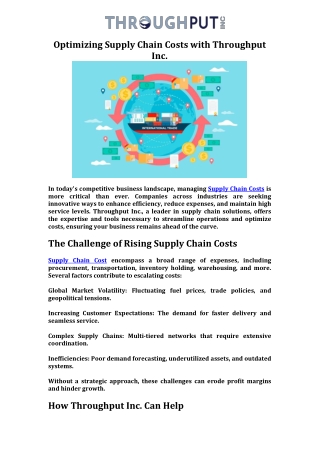 Optimizing Supply Chain Costs with Throughput Inc